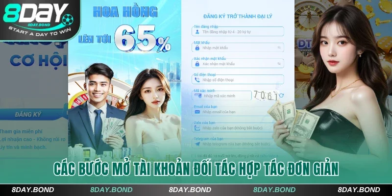 Các bước mở tài khoản đối tác hợp tác 8Day đơn giản