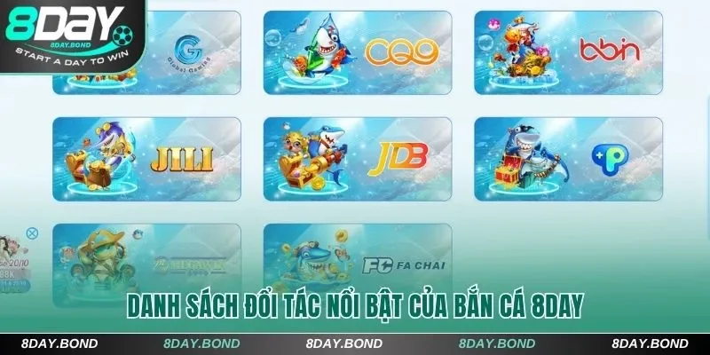 Danh sách đổi tác nổi bật của bắn cá 8Day