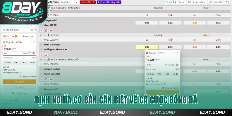 Định nghĩa cơ bản cần biết về cá cược bóng đá 8Day