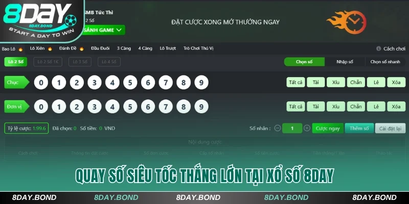 Quay siêu tốc thắng lớn tại xổ số 8Day